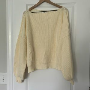 Cream, balloon sleeved sweater